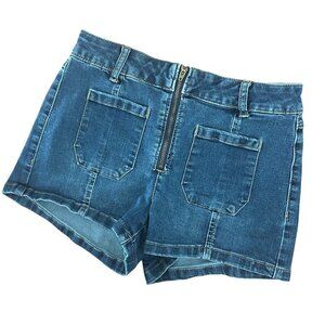 Altar'd State Denim Shorts Front Pocket Front Zip Mini Shorts Size 26 w/ Stretch